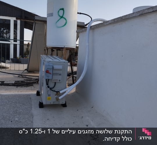 יחידת מיזוג אוויר על גג עם צינורות מחוברים